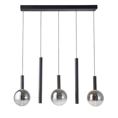 Artcraft Modella 5Lt 39" LED Pendant, Black/Ombre Smoke/Clear - AC5006BK