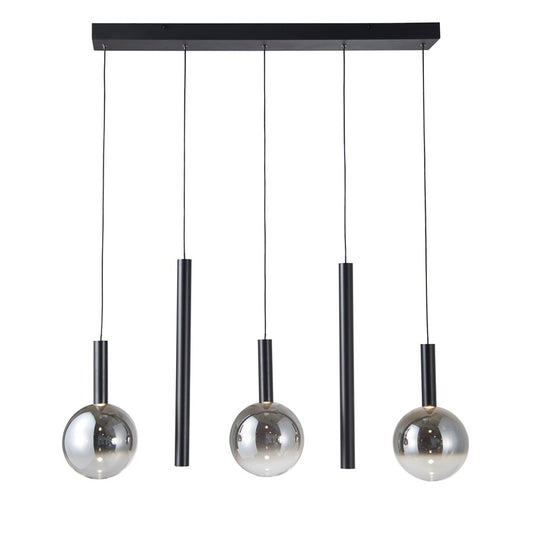 Artcraft Modella 5Lt 39" LED Pendant, Black/Ombre Smoke/Clear - AC5006BK