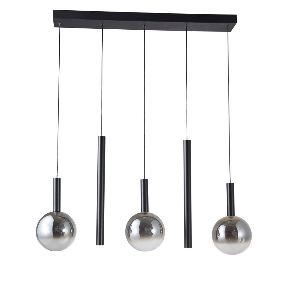 Artcraft Modella 5Lt 39" LED Pendant, Black/Ombre Smoke/Clear