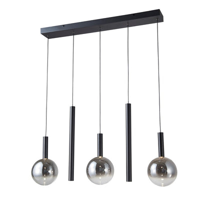 Artcraft Modella 5Lt 39" LED Pendant, Black/Ombre Smoke/Clear