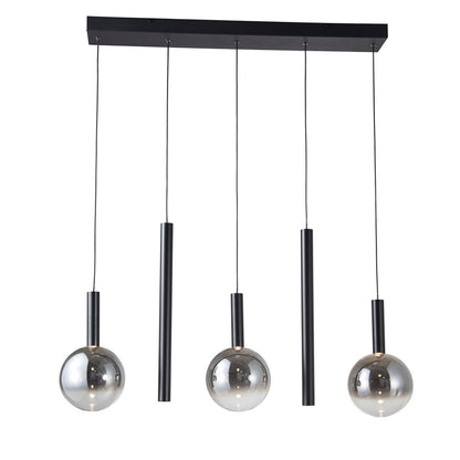 Artcraft Modella 5Lt 39" LED Pendant, Black/Ombre Smoke/Clear