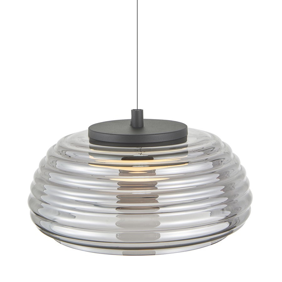 Artcraft Haze 1Lt LED 16" Pendant, Black/Smoke