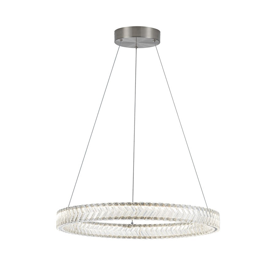 Artcraft Chevron 1Lt LED 24" Pendant, Brushed Nickel/Clear - AC5051BN