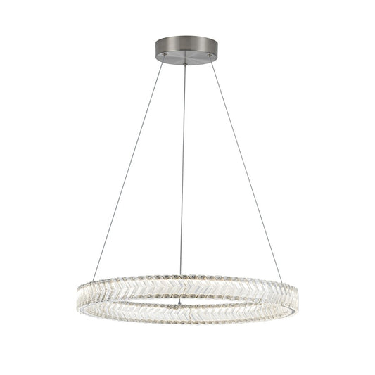 Artcraft Chevron 1Lt LED 24" Pendant, Brushed Nickel/Clear - AC5051BN