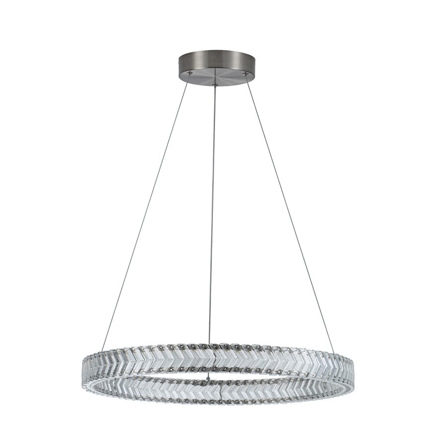 Artcraft Chevron 1Lt LED 24" Pendant, Brushed Nickel/Clear