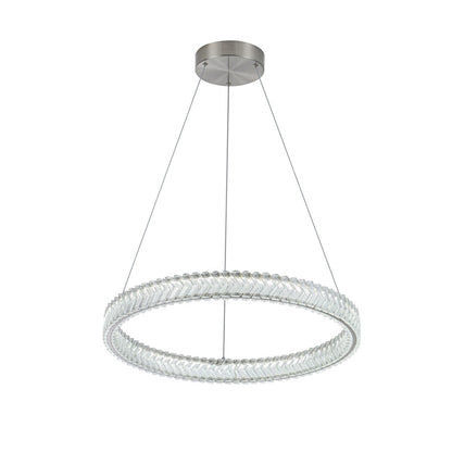 Artcraft Chevron 1Lt LED 24" Pendant, Brushed Nickel/Clear
