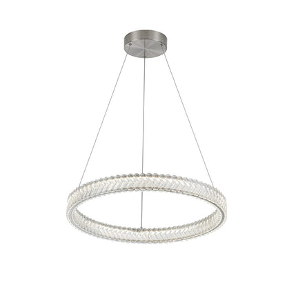Artcraft Chevron 1Lt LED 24" Pendant, Brushed Nickel/Clear