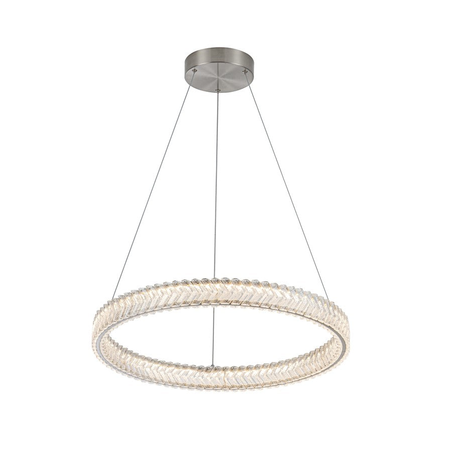 Artcraft Chevron 1Lt LED 24" Pendant, Brushed Nickel/Clear