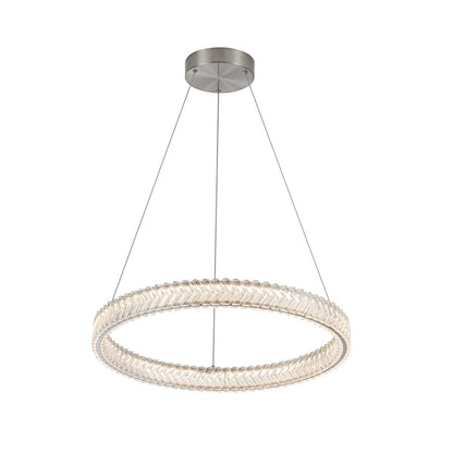Artcraft Chevron 1Lt LED 24" Pendant, Brushed Nickel/Clear