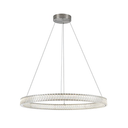Artcraft Chevron 1Lt LED 32" Pendant, Brushed Nickel/Clear - AC5052BN