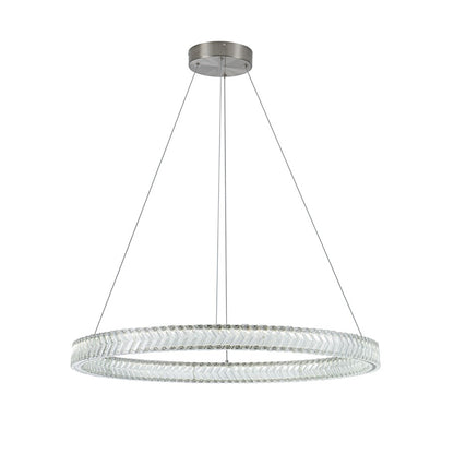 Artcraft Chevron 1Lt LED 32" Pendant, Brushed Nickel/Clear