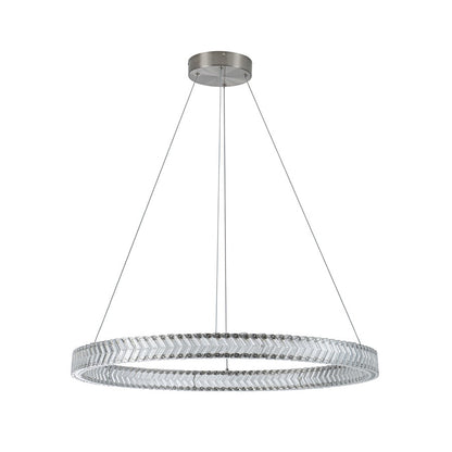 Artcraft Chevron 1Lt LED 32" Pendant, Brushed Nickel/Clear