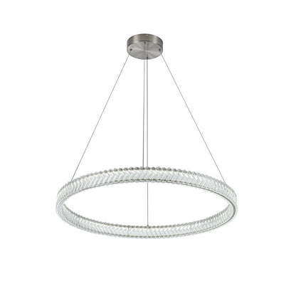 Artcraft Chevron 1Lt LED 32" Pendant, Brushed Nickel/Clear