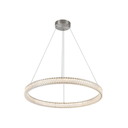 Artcraft Chevron 1Lt LED 32" Pendant, Brushed Nickel/Clear
