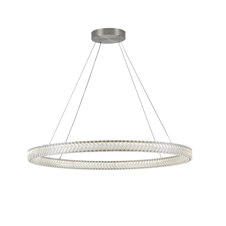 Artcraft Chevron 1Lt LED 39" Pendant, Brushed Nickel/Clear - AC5053BN