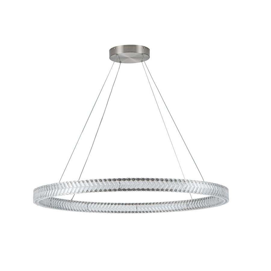 Artcraft Chevron 1Lt LED 39" Pendant, Brushed Nickel/Clear