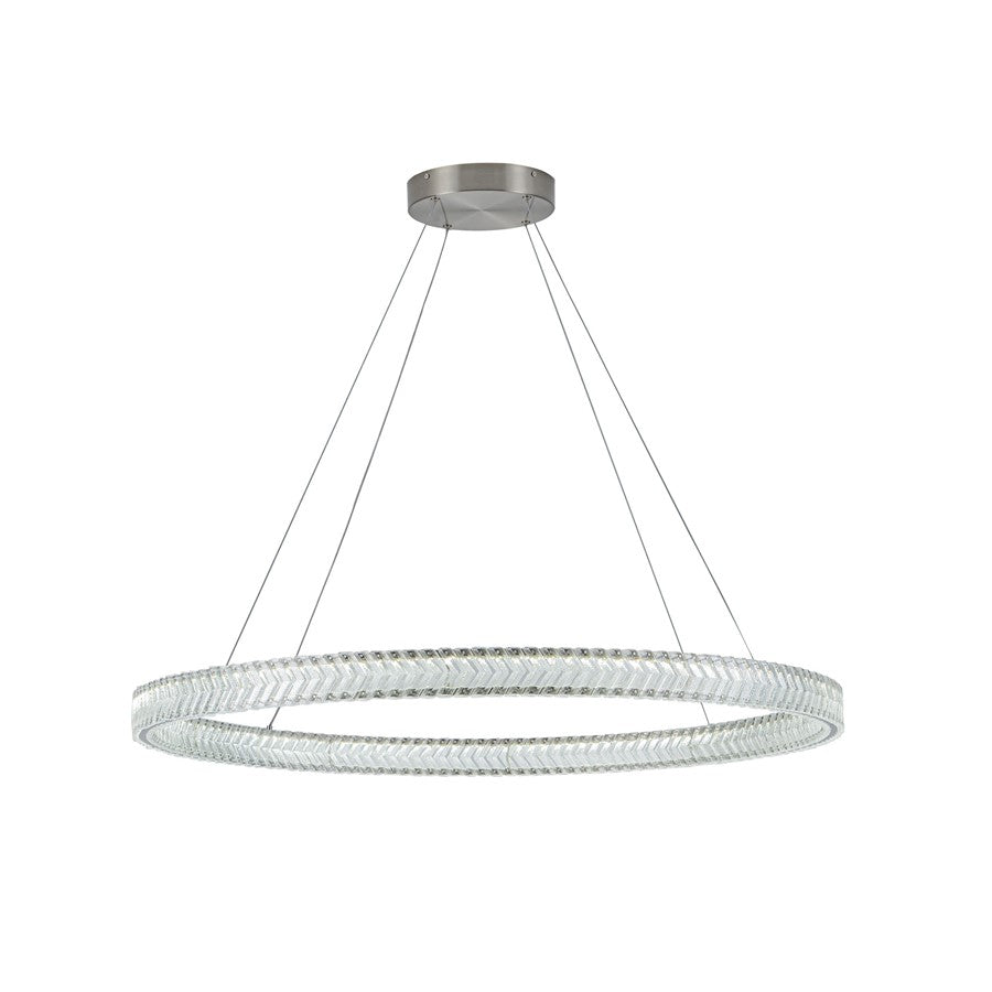 Artcraft Chevron 1Lt LED 39" Pendant, Brushed Nickel/Clear