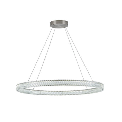 Artcraft Chevron 1Lt LED 39" Pendant, Brushed Nickel/Clear
