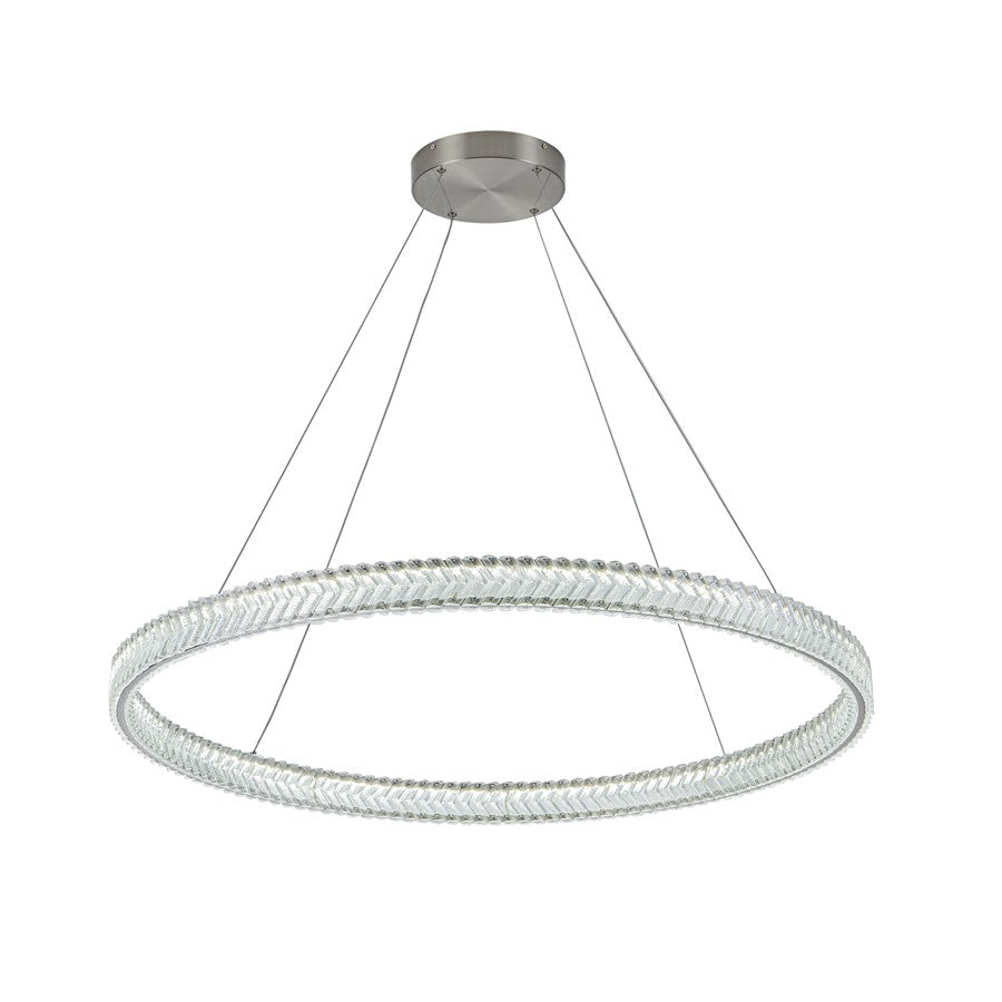 Artcraft Chevron 1Lt LED 39" Pendant, Brushed Nickel/Clear