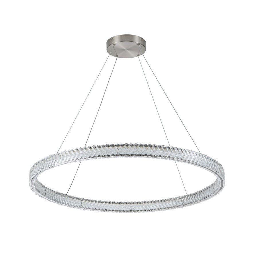 Artcraft Chevron 1Lt LED 39" Pendant, Brushed Nickel/Clear