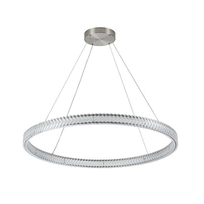 Artcraft Chevron 1Lt LED 39" Pendant, Brushed Nickel/Clear