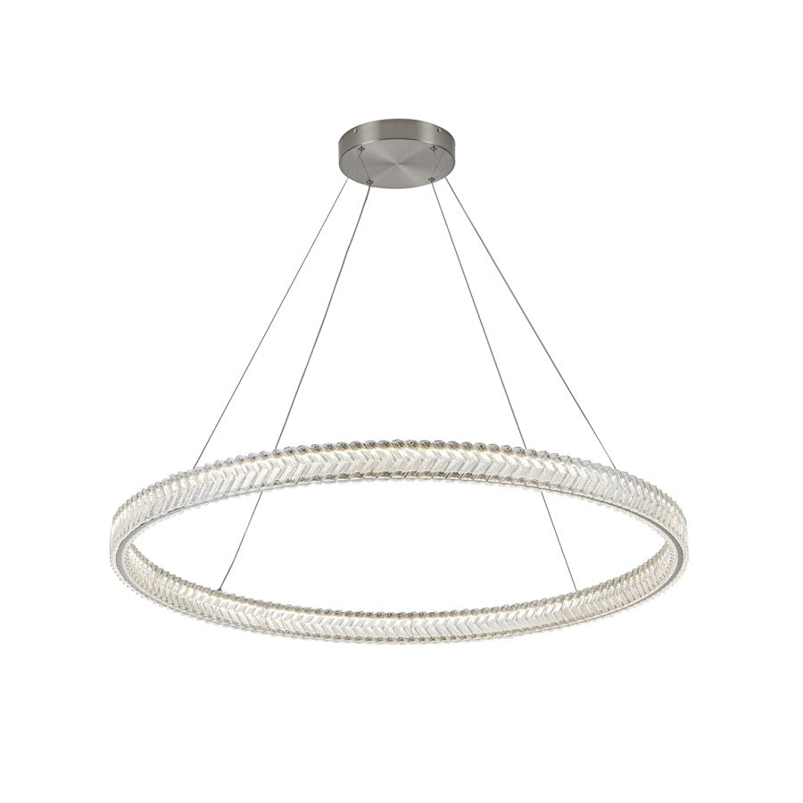 Artcraft Chevron 1Lt LED 39" Pendant, Brushed Nickel/Clear