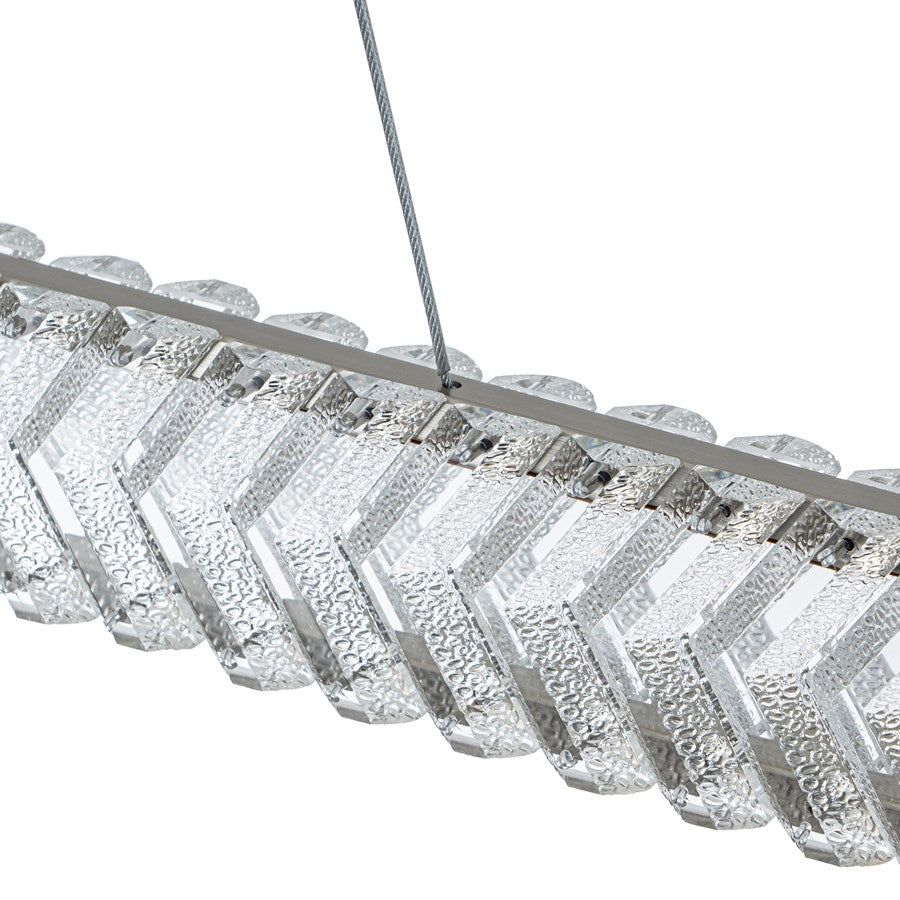 Artcraft Chevron 1Lt LED 47" Pendant, Brushed Nickel/Clear