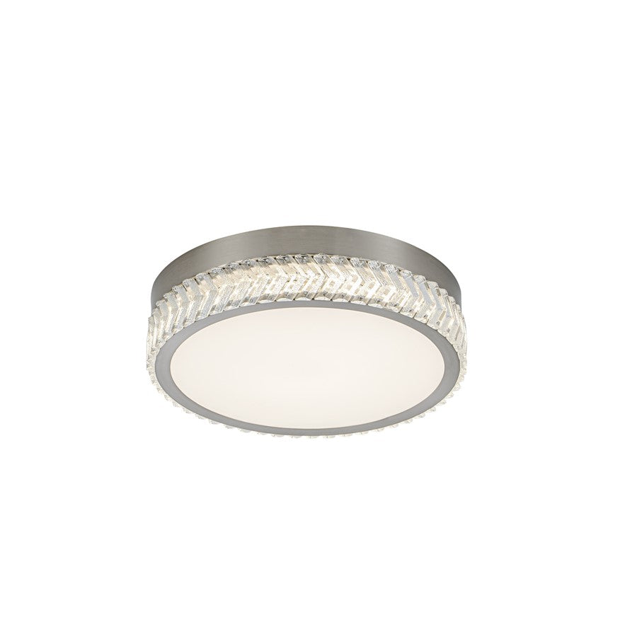 Artcraft Chevron 1Lt LED 16" Flush-Mount, Brushed Nickel/Clear - AC5057BN