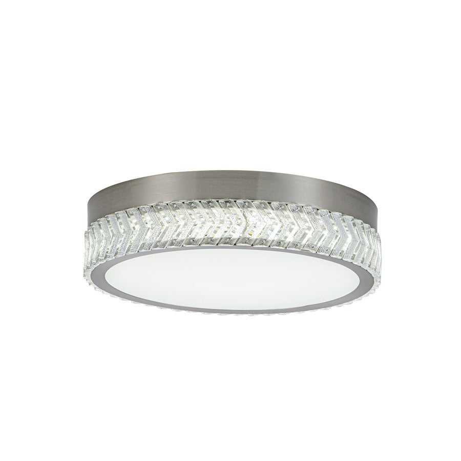Artcraft Chevron 1Lt LED 16" Flush-Mount, Brushed Nickel/Clear