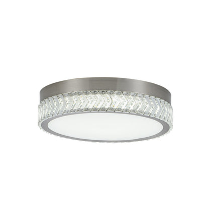 Artcraft Chevron 1Lt LED 16" Flush-Mount, Brushed Nickel/Clear