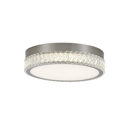 Artcraft Chevron 1Lt LED 16" Flush-Mount, Brushed Nickel/Clear