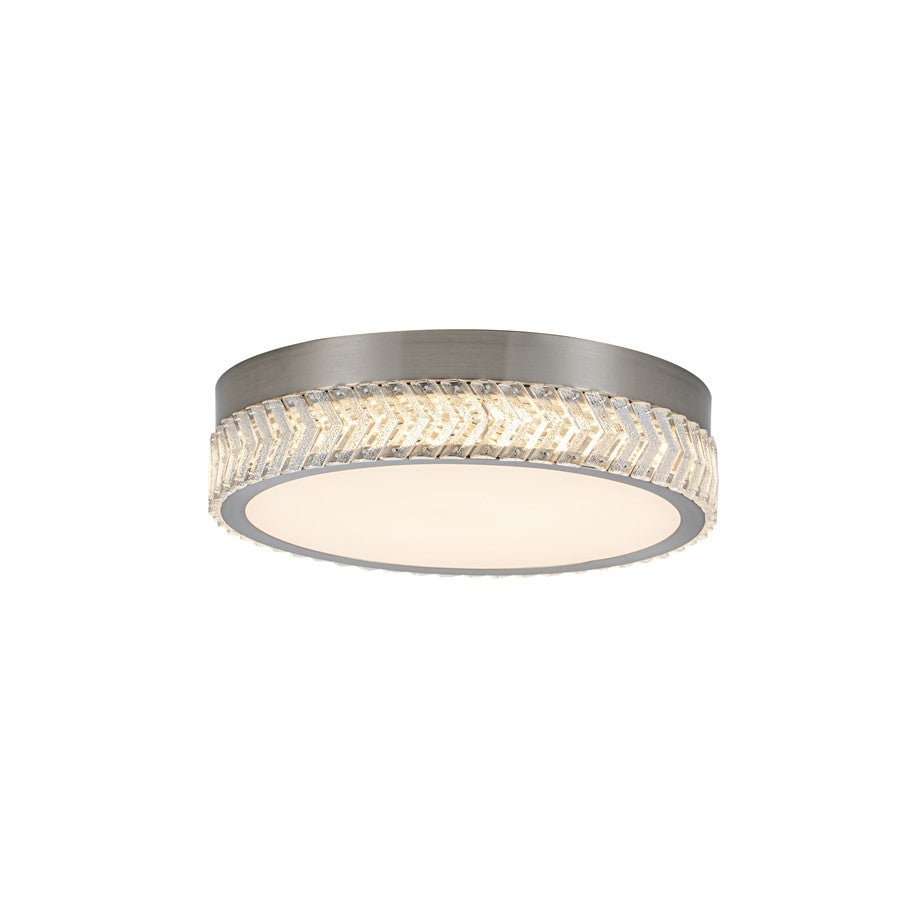 Artcraft Chevron 1Lt LED 16" Flush-Mount, Brushed Nickel/Clear