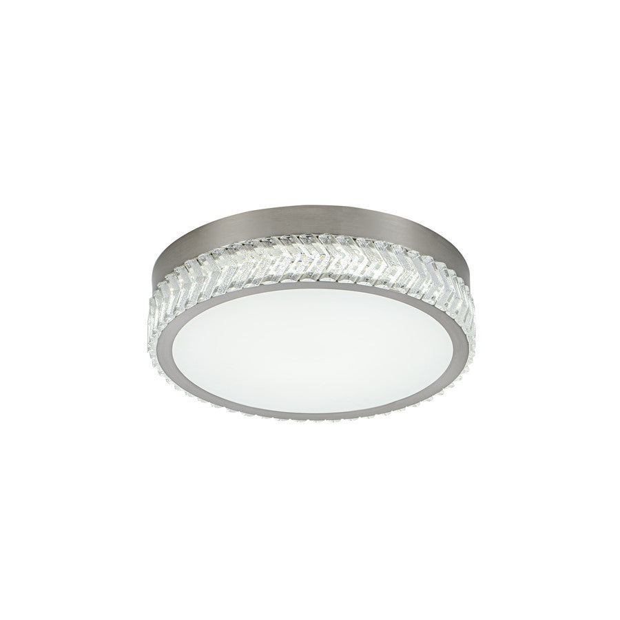 Artcraft Chevron 1Lt LED 16" Flush-Mount, Brushed Nickel/Clear