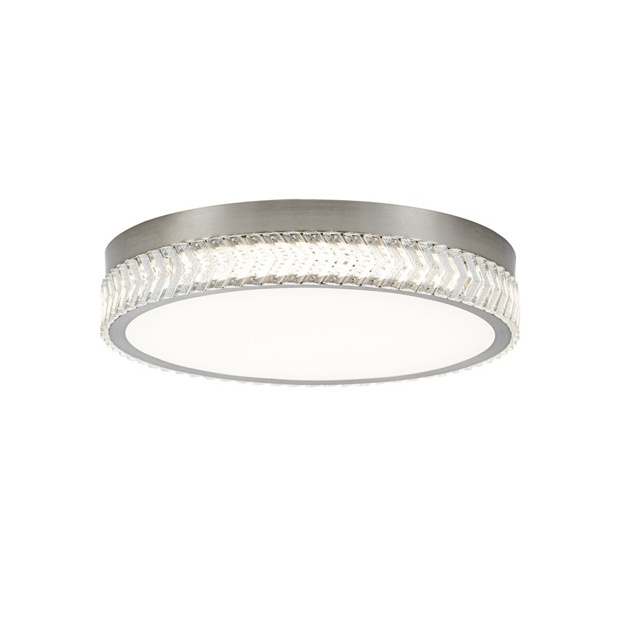 Artcraft Chevron 1Lt LED 20" Flush-Mount, Brushed Nickel/Clear - AC5058BN
