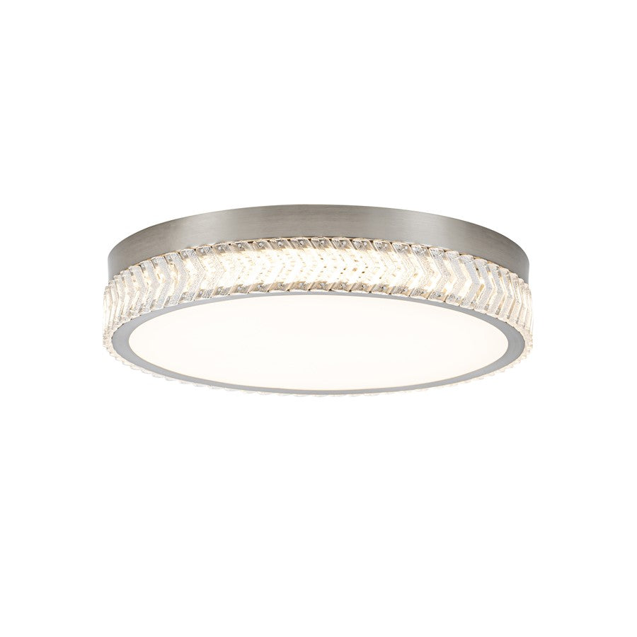Artcraft Chevron 1Lt LED 20" Flush-Mount, Brushed Nickel/Clear