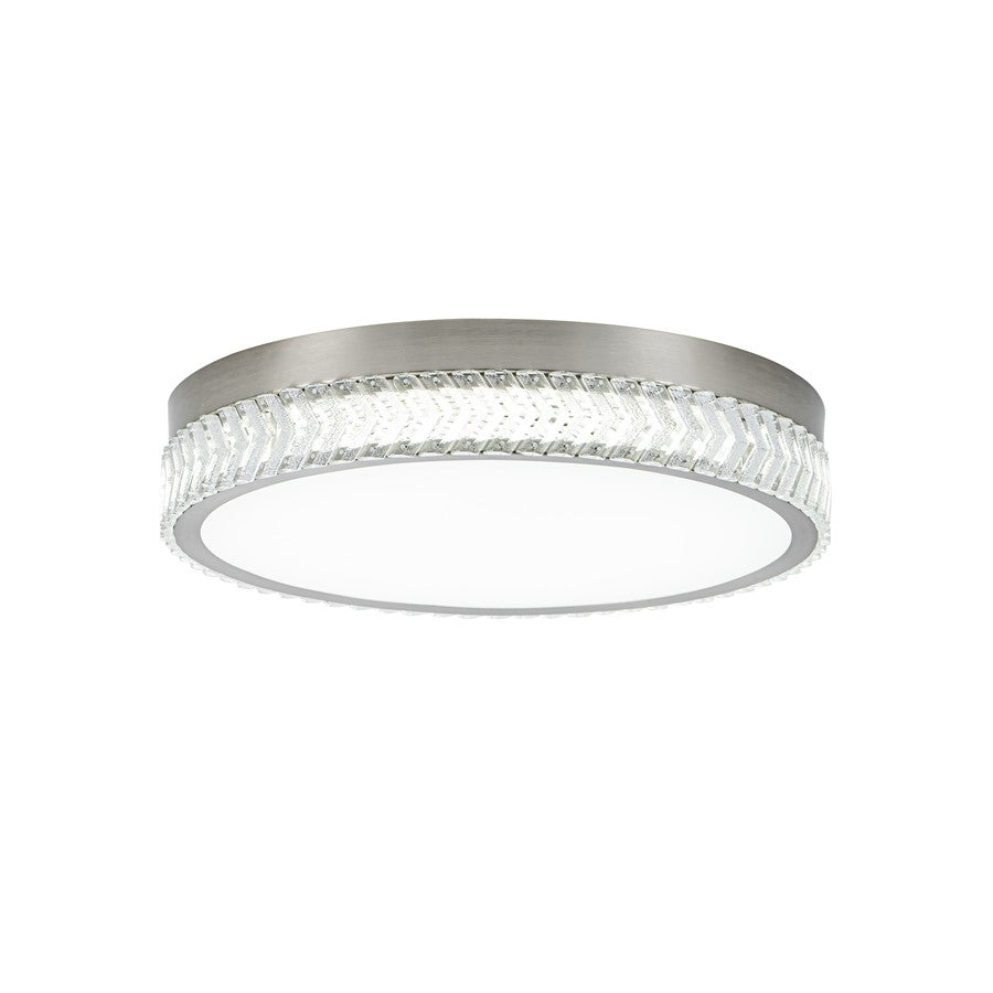 Artcraft Chevron 1Lt LED 20" Flush-Mount, Brushed Nickel/Clear