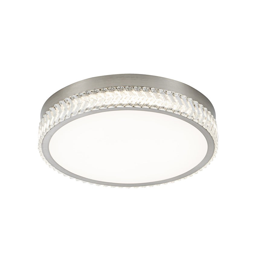 Artcraft Chevron 1Lt LED 20" Flush-Mount, Brushed Nickel/Clear