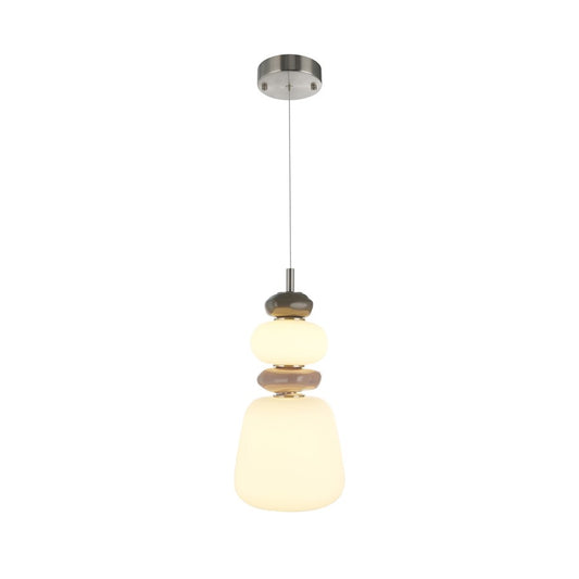 Artcraft Strata 1Lt LED 14" Pendant, Satin Nickel/Acid Opal - AC5071SN