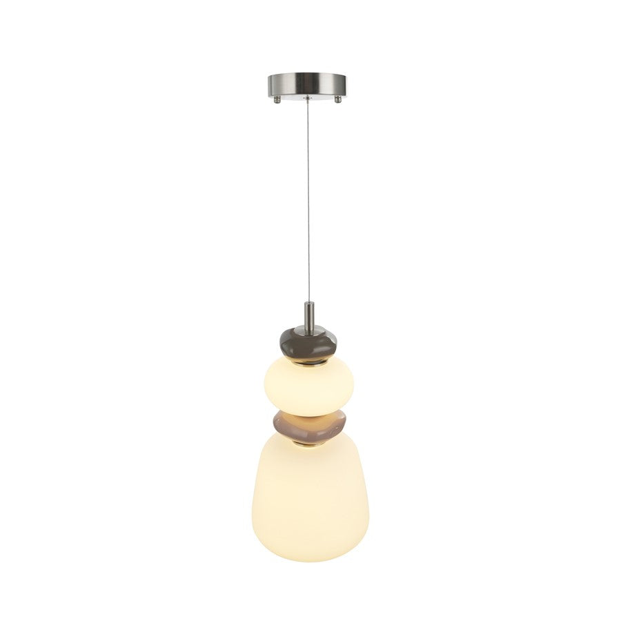 Artcraft Strata 1Lt LED 14" Pendant, Satin Nickel/Acid Opal