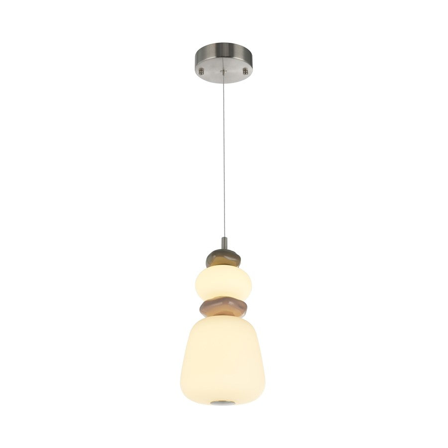 Artcraft Strata 1Lt LED 14" Pendant, Satin Nickel/Acid Opal