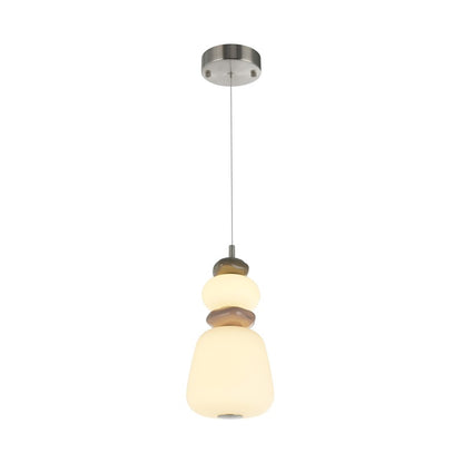 Artcraft Strata 1Lt LED 14" Pendant, Satin Nickel/Acid Opal