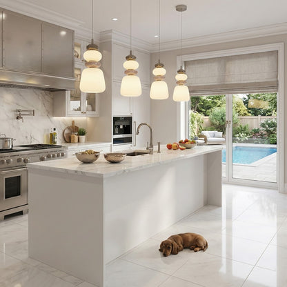 Artcraft Strata 1Lt LED 14" Pendant, Satin Nickel/Acid Opal