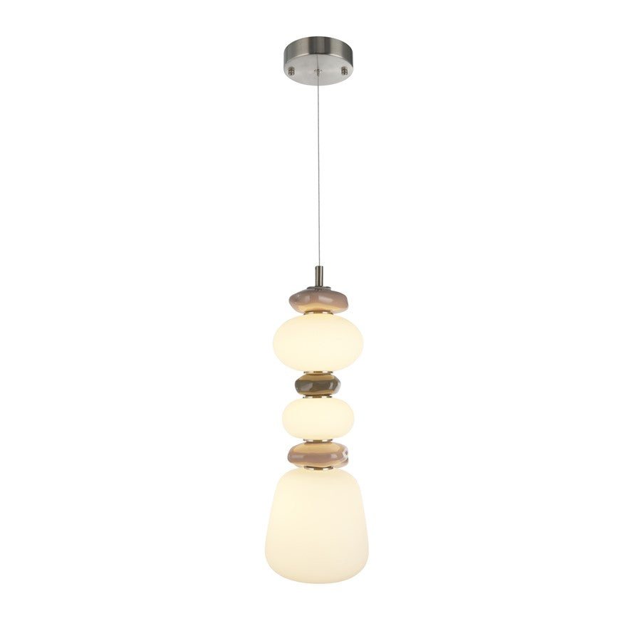 Artcraft Strata 1Lt LED 20" Pendant, Satin Nickel/Acid Opal - AC5072SN