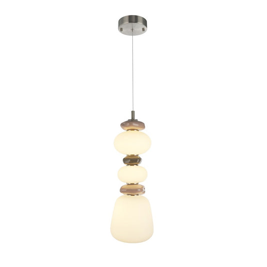 Artcraft Strata 1Lt LED 20" Pendant, Satin Nickel/Acid Opal - AC5072SN