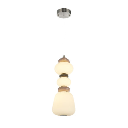 Artcraft Strata 1Lt LED 20" Pendant, Satin Nickel/Acid Opal
