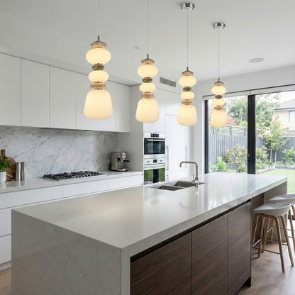 Artcraft Strata 1Lt LED 20" Pendant, Satin Nickel/Acid Opal