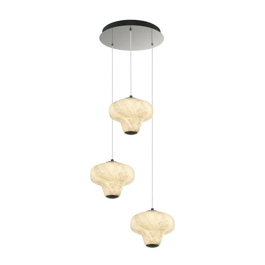Artcraft Solara 3Lt LED Chandelier, Graphite/Cloudy Swirl - AC5083GR