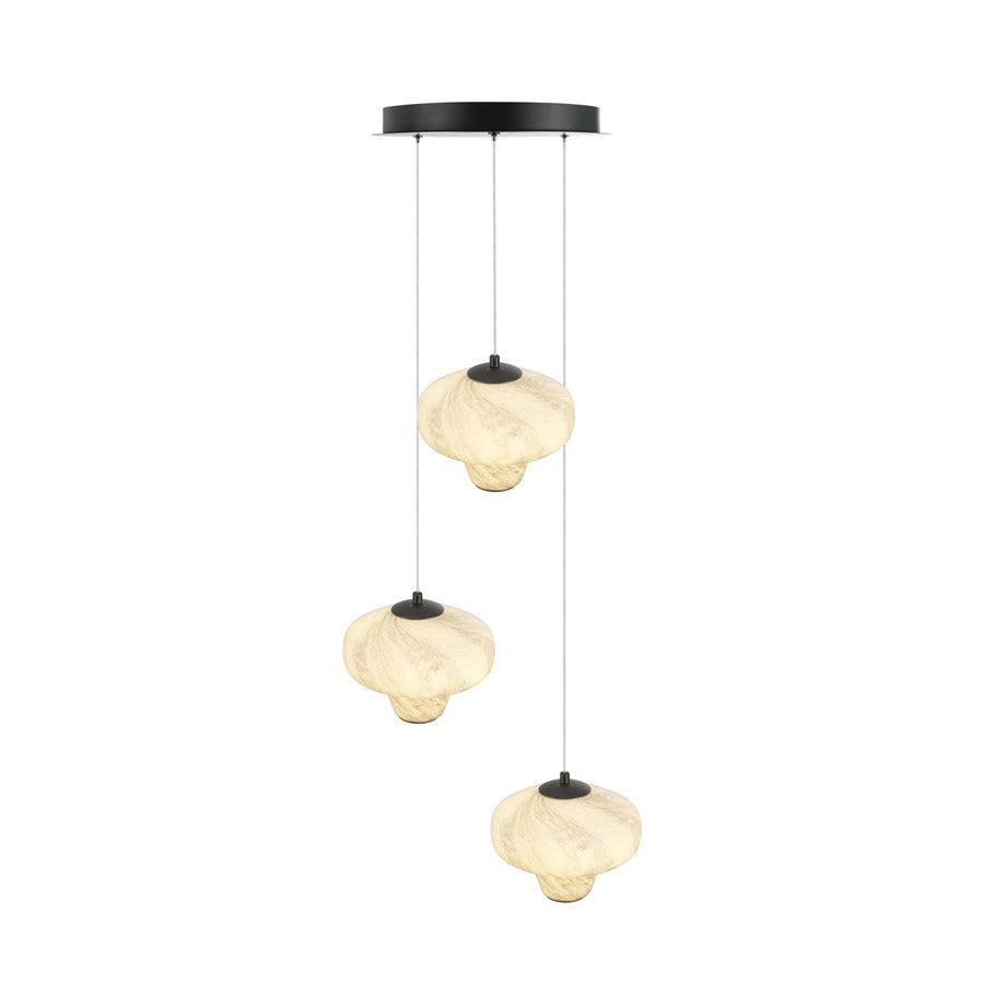Artcraft Solara 3Lt LED Chandelier, Graphite/Cloudy Swirl