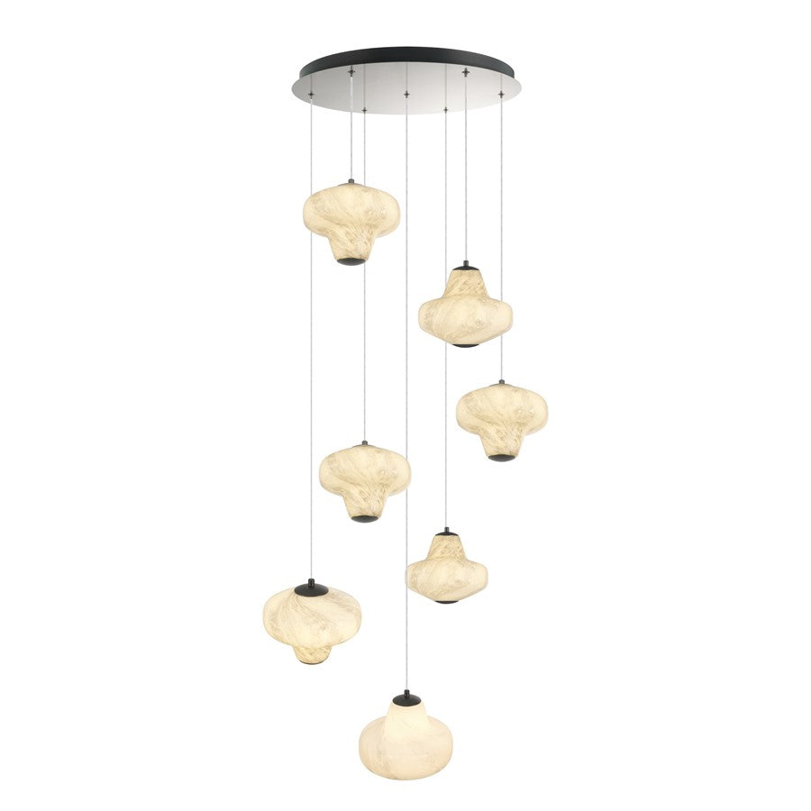 Artcraft Solara 7Lt LED Chandelier, Graphite/Cloudy Swirl - AC5087GR
