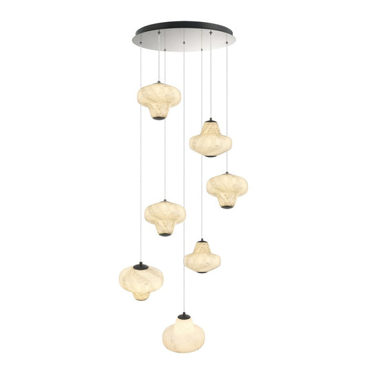 Artcraft Solara 7Lt LED Chandelier, Graphite/Cloudy Swirl - AC5087GR